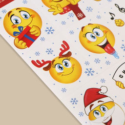 Цена за 10 шт. Наклейки бумажные Новогодние смайлы, 11 15.5 см - Дарите счастье фото 2