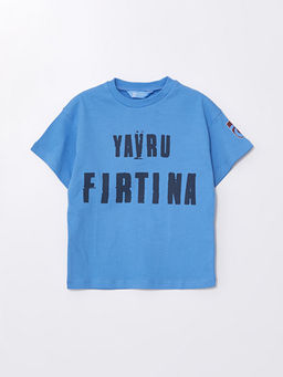 Bisiklet Yaka K?sa Kollu Bask?l? Erkek Bebek Ti??rt