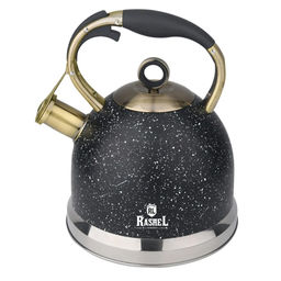 Чайник из нержавеющей стали 3 л со свистком ,цвет: чёрный гранит R-7736 /RASHEL/