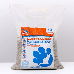 Наполнитель минеральный впитывающий Пижон для короткошерстных кошек, 10 л