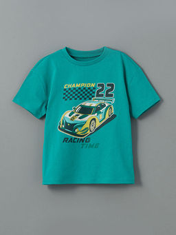 Bisiklet Yaka Bask?l? Erkek ?ocuk Ti??rt 2li