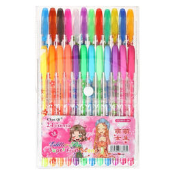 Набор гелевых ручек, 24 цвета, металлик, корпус с рисунком, в блистере на кнопке - Calligrata фото 10