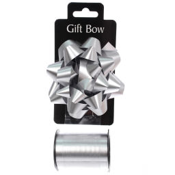 Цена за 2 шт. Набор для декорирования "Романс" бант d=10 см, лента 1,6 см (10м), Серебро