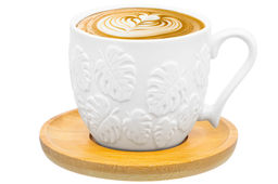 Чашка для капучино и кофе латте 250 мл 11*8,3*7,5 см "Тропики" + дер. подставка