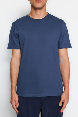 Gri-Ekru-Indigo Slim/Dar Kesim Bisiklet Yaka Basic %100 Pamuklu 3lu Paket T-Shirt TMNSS19BO0007