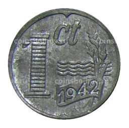 Монета 1 цент 1942 года Нидерланды