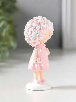 Фигурка полистоун «Малышка с цветочной шевелюрой в розовом платье», 4.5×4×9 см