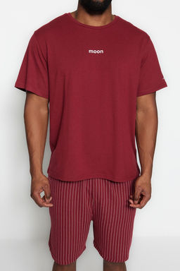 TRENDYOL MAN Buyuk Beden Bordo Regular Fit Rahat Bask?l? Sortlu Pijama Tak?m? TMNSS23PT00014 - Trendyolmilla фото 21