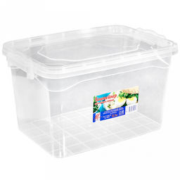 Контейнер для продуктов пластмассовый 11,5л, 37х25х20,5см, прямоугольный, 2 защелки, прозрачный (Россия)