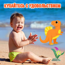 Аквашузы детские «Динозаврики» ONLYTOP, р. 26-27, бирюзовые