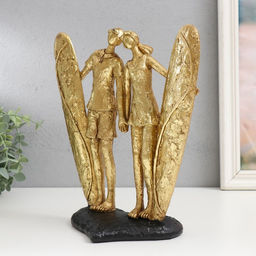 Фигурка полистоун Влюблённые сёрфингисты, золото, 26?23.5?12.5 см