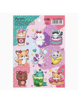 Цена за 10 шт. Наклейки детские бумажные «Милые персонажи», c раскраской, 10×14 см