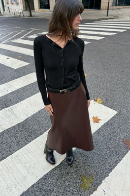 FAUX LEATHER MIDI SKIRT WITH BELT - Zara фото 19