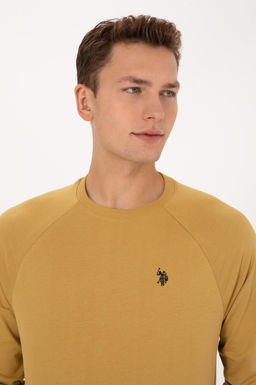 Erkek Regular Fit Bisiklet Yaka Hardal _nce Basic Sweatshirt Sepette S_rpriz _ndirim