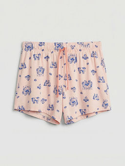 Beli Lastikli Bask?l? Kad?n ?ort Pijama Alt