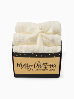 Набор махровых полотенец Merry Christmas, 3 шт., бежевые, 30×30 см, хлопок 340 г/м²