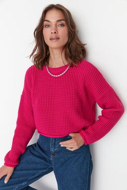 Yesil Crop Genis Kal?p Triko Kazak TWOAW23KZ01193 - Trendyolmilla фото 8