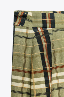 CHECKERED LINEN BLEND TROUSERS ZW COLLECTION - Zara фото 4