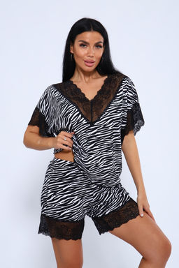 Пижама 375708  с шортами и футболкой кружевная