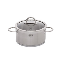 1503 GIPFEL Набор посуды SIGNO 7пр. (ковш 16х8см/1,7л, кастрюля 16х12см/2,4л с крышкой, кастрюля 20х10,5см/3,2л с крышкой, кастрюля 20x14см/4,4л с крышкой), с индукционным капсульным дном. Материал: н  фото 2