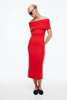 Vestido off-the-shoulder - H&m фото 2