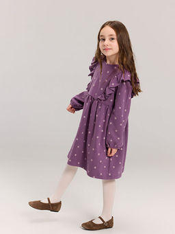 Bisiklet Yaka Puantiyeli K?z ?ocuk Elbise