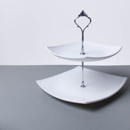 Ваза для фруктов 2-х ярусная квадратная белая / DPG-2/FJP85/110(WHITE) уп12 остр - Галеонтрейд фото 3