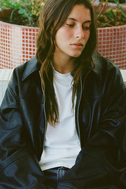 LEATHER EFFECT BOMBER JACKET