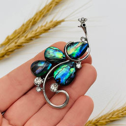 Радуга Самоцветов Брошь-подвеска Павлин Халиотис  фото 2