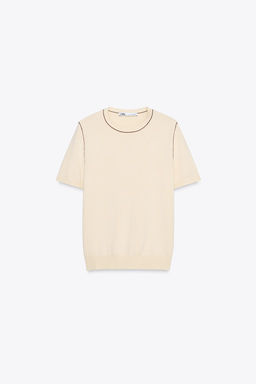 SHORT SLEEVE KNIT TOP WITH PIPING - Zara фото 29