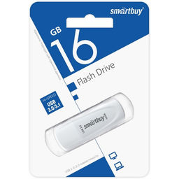 Флешка Smartbuy 016GB3SCW, 16 Гб, USB3.0, чтение до 100 Мб/с, запись до 40 Мб/с, белая