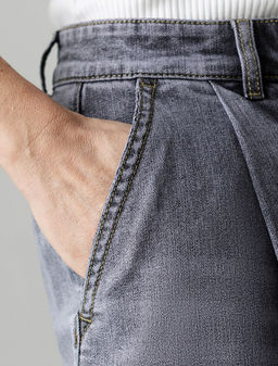 Широкие джинсы с защипами из эластичного денима - Vilatte фото 4