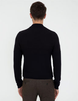 Lacivert Slim Fit Yar_m Bal_k__ Yaka Triko Kazak - Pierre cardin фото 4