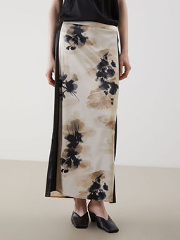 Beli Fermuarl? Desenli Saten Etek