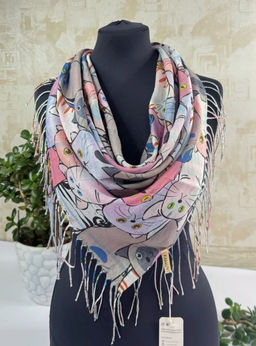 K13589 Платок 90/90 хлопок РОЗОВЫЙ