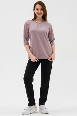 Кофта женская из коттон фита Анфиса кофе макси - Амадэль фото 2