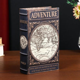 Шкатулка книга-сейф «Приключения. Карта», дерево, искусственная кожа, 21×13×5 см