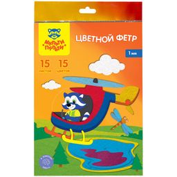 Цветной фетр Мульти-Пульти "Приключения Енота" А4 15л. 15цв., 1мм (ФЦ15_38695)