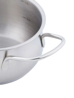 51795 WERNER Набор посуды CASINA из 4 пр. (ковш 14х7,5 см/1,2 л, кастрюля с крышкой 14х7,5 см/1,2 л, сковорода 16х4 см), с индукционным дном. Материал: нержавеющая сталь 18/10. Толщина стенок: 0,6 мм, толщина дна: 3,1 мм.