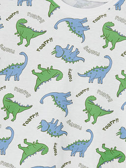 Bisiklet Yaka Bask?l? Erkek ?ocuk ?ortlu Pijama Tak?m?