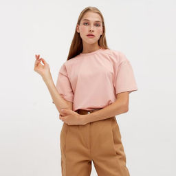 Футболка женская MINAKU OVERSIZE FIT, бежевая, размер 52