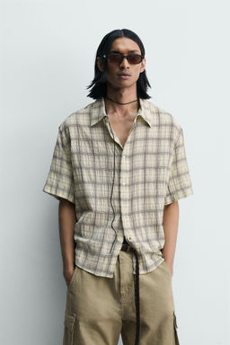 CAMISA RELAXED FIT JACQUARD CUADROS / Amarillo pastel - Zara фото 2