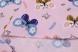 Сатин Яркие бабочки цв.бл.розовый, ш.1.60м, хлопок-100%, 110гр/м.кв - Купава фото 5