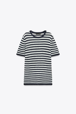 STRIPED KNIT SHORT SLEEVE TOP - Zara фото 4