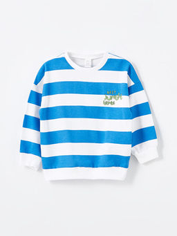 Bisiklet Yaka Uzun Kollu Bask?l? Erkek Bebek Sweatshirt