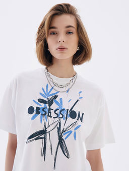 CONTE Свободная футболка из хлопка с рисунком Born in love LD 2675 white-obsession - Conte elegant фото 4