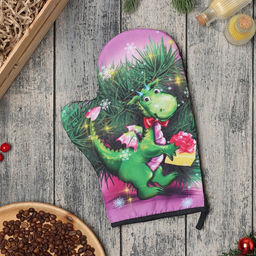 Варежка-прихватка Дракон у ёлочки 20х28 см, 35% хл, 65% пэ, ватин 250 г/м2