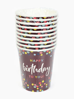 Цена за 10 шт. Стакан одноразовый бумажный Happy Birthday, 250 мл