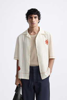 LINEN - COTTON EMBROIDERED SHIRT - Zara фото 2