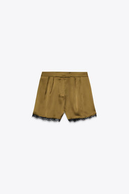 SATIN BERMUDA SHORTS WITH LACE TRIM - Zara фото 8